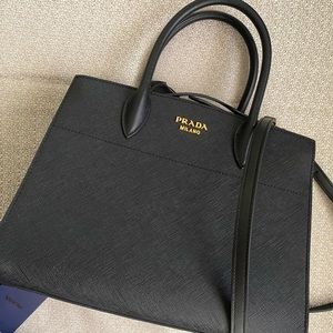 Medium size Prada Biblioteque Black handbag